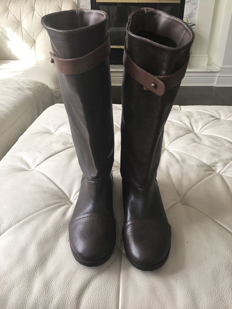 limpiar motivo persona que practica jogging Women Designer Chocolate Brown Soft Leather Riding Boots Size 36 Made In  Italy | eBay