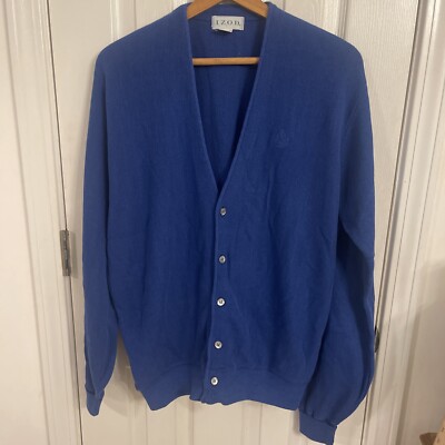 Izod Logo Men's Vintage Cardigan Sweater XL Blue Color Button