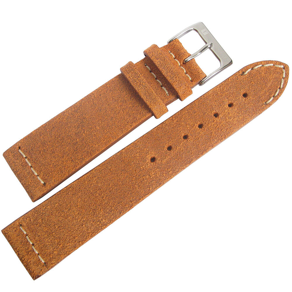 20mm ColaReb Italy Spoleto SHORT Rust Brown Distressed Leather Watch Band Strap