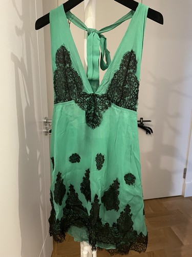 ❤️ MYLA LONDON 100% SILK Nightgown/nightdress/slip green/gold Lace