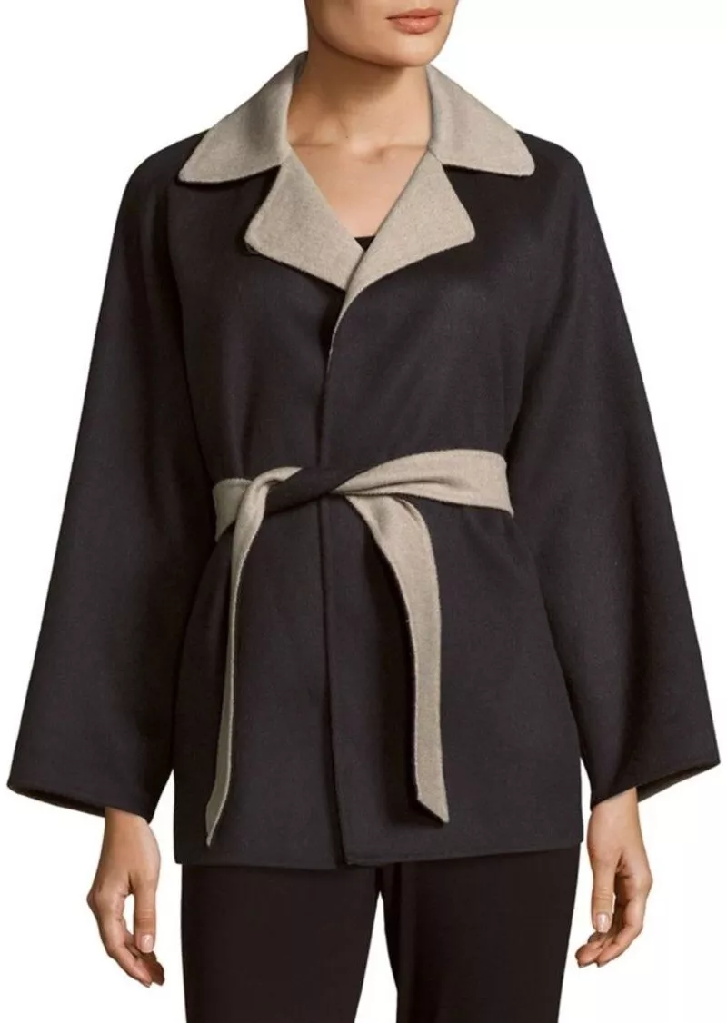 NEW Max Mara 'Kaya' wool angora reversible short coat blue grey taupe Size 3