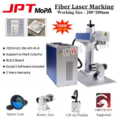 JPT 100W M7 200*200 Mopa Fiber Laser Marking Machine & Rotation & 120W Air Purer