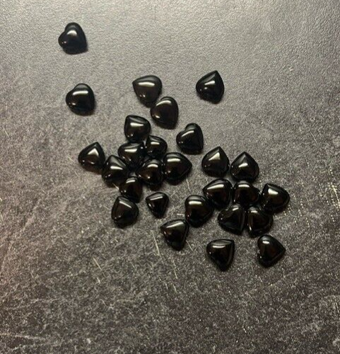 50 Black Onyx Hearts 9.5 - 10 mm Top Drilled For Eye
