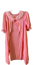 Vintage Nightgown Long Silky Maxi Gown With Robe Pink So Cute