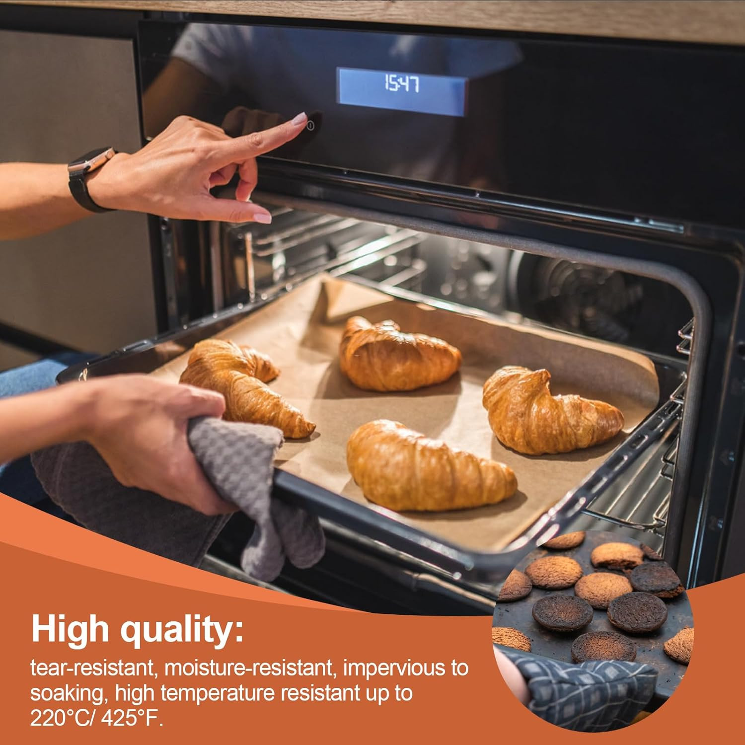 Vivinin 110 Pcs Parchment Paper, 10.7 X 13.6In Parchment Paper Sheets, Unbleache