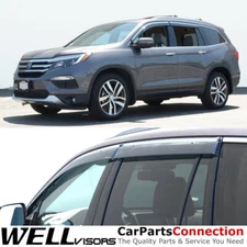 WellVisors Window Visors 16-22 For Honda Pilot Side Deflectors Chrome