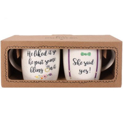 Er mochte es... She Said Yes Tassen-Set. Geschenk für Paare, Weihnachts-/Verlobungsgeschenk