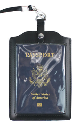 Vagarant Traveler Cowhide Leather Double Side Passport Holder with String B182