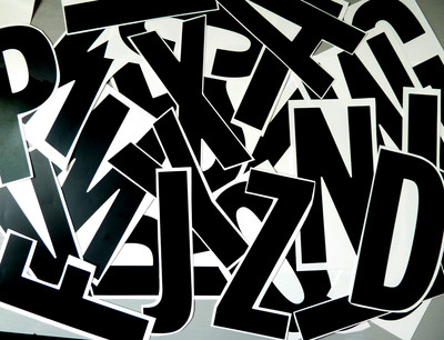 150mm 6'' Black Sticky Vinyl Cut Out Letters Lettering Stickers, Plastic Labels