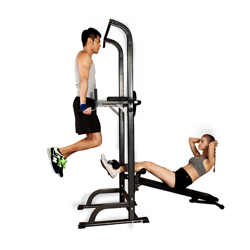 Fitness Station Tower Dip Bar Home Gyms Pull Up Stand Multi Function w/FID Bench - Picture 11 of 11