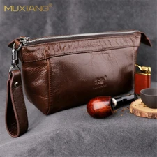 Genuine Leather Tobacco Pipe Pouch Case Bag for 3 Smoking Tamper Filter
