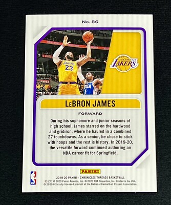 2019-20 Panini Chronicles Threads LeBron James #86 Lakers Cavs Heat