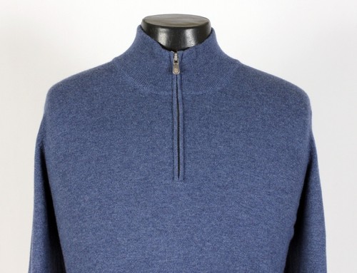 Brunello Cucinelli 100% Cashmere 1/2 Zip Sweater - Blue XL / 2XL - $1350 Retail - Picture 6 of 19