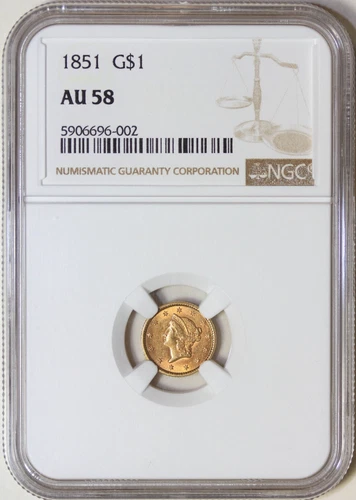1851 Gold Dollar NGC AU58