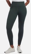 DANSKIN Satin Stitch 7/8 Legging Evergreen Womens Size L Pockets