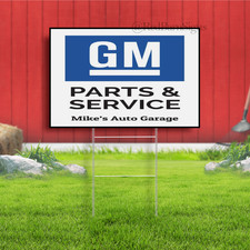 GM Parts and Service Auto Garage Personalized Indoor Outdoor Yard Sign