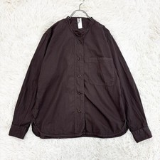 MHL Margaret Howell Women's Brown Band Collar Shirt Long Sleeve Size M Used