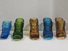 Vintage ~ Lot of 5 Assorted Glass Shoes ~1 Marked Fenton ~ Amber~Blue~Green