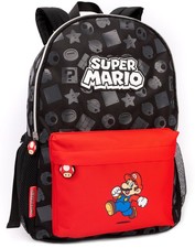 Nintendo Logo, Mario Placement Print / Moulded Toad Zipper Detail Backpack Boys
