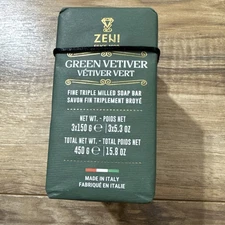 ZENI FINE TRIPLE MILLED SOAP BAR (3 BARS )5.3OZ EACH ITALY- Green Vetiver
