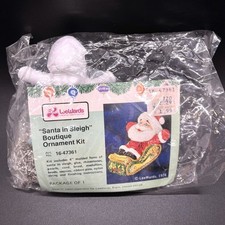Vintage 1974 LeeWards Santa in Sleigh Boutique Ornament Kit Beaded, Sequins