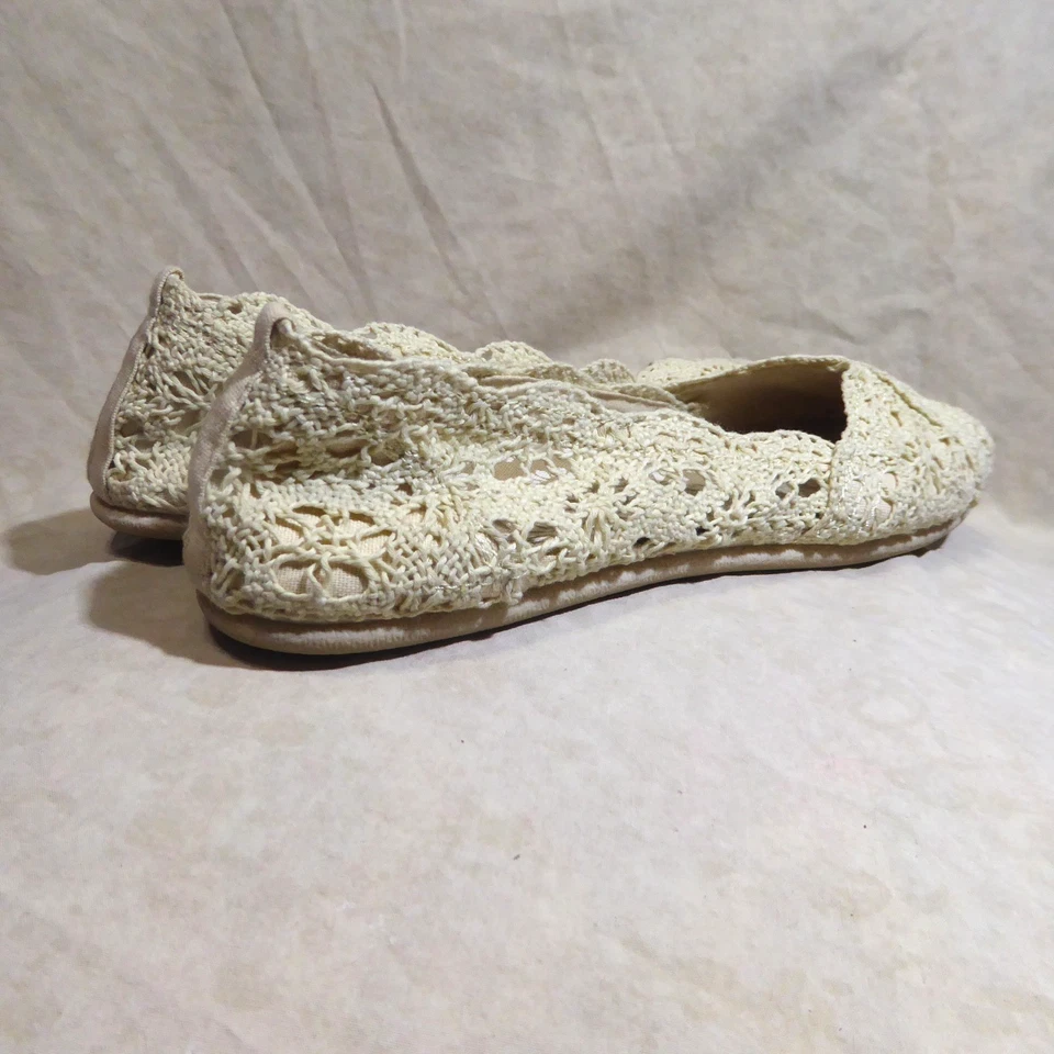 🩰 Planos de ballet Glory descoloridos talla 9 marfil beige flor ganchillo tela de encaje Foto 4 de 4