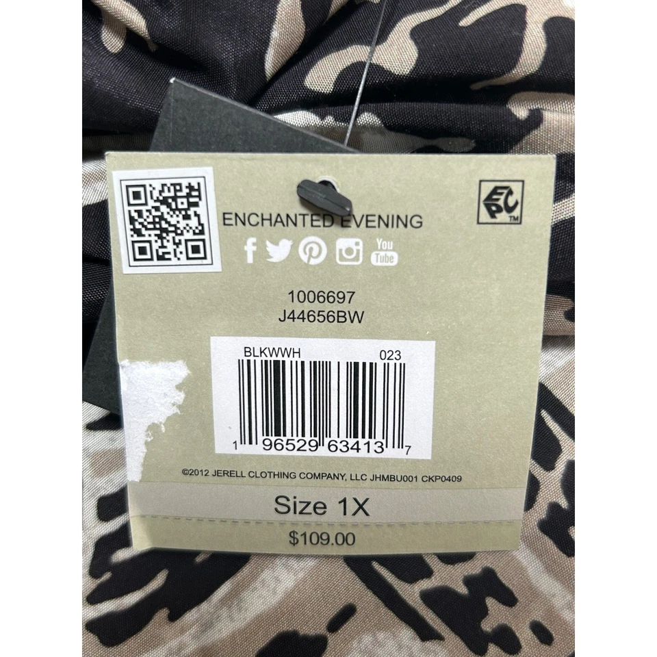 Blusa túnica negra John Mark de noche encantada 1X jardín asiático abotonada Foto 4 de 4