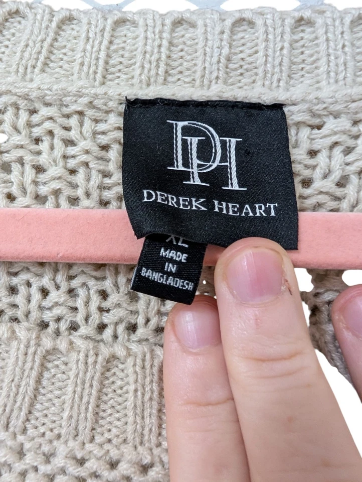 NUEVO CON ETIQUETAS DEREK HEART BEIGE CABLE TEJIDO SUÉTER VESTIDO MUJER TALLA XL Foto 3 de 3