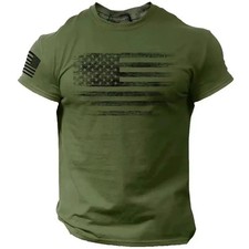 USA Distressed Flag Men T Shirt Patriotic Ame...