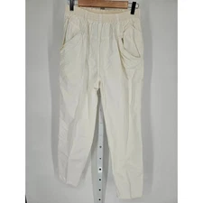 Gitano Women's Straight Leg Cotton White high Rise Elastic Waist Pant Size 16