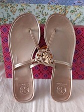 Tory Burch Mini Miller Flat Thong Jelly Sandals - Rose Gold Size 9