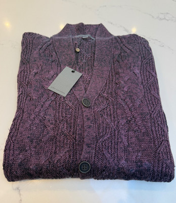 John Varvatos Herren Easy Fit Ombre Strickjacke - Maulbeere - Größe XL Neu mit Etikett - UVP £408