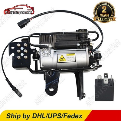 Air Suspension Compressor with Bracket + Valve Block + Relay for Audi A6 Avant C6 4F