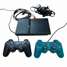 Sony PlayStation 2 Slim Black With Two Controllers, Power, And Video Cables