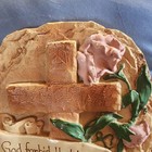 Vintage Chalkware Wall Hanging Floral Bible Verse Galatians 6:14 Cross Roses — photo 6