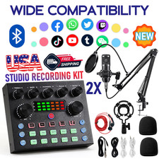 2 Studio Recording Kit Podcast Equipment Bundle Music Mixer 2 Microphones BM-800
