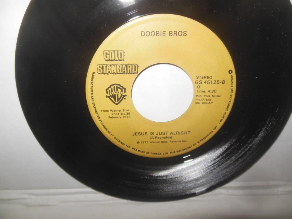 DOOBIE BROS mint 45 rpm JESUS IS JUST ALRIGHT b/w LONG TRAIN RUNNIN' - Image 3 of 4