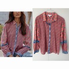 J.JILL PURE JILL Mixed Print Button Front Top Size Medium