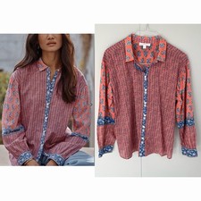 J.JILL PURE JILL Mixed Print Button Front Top Size Medium