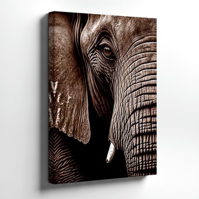 Wall Art Elephant Portrait Close Up Wildlife Animal Canvas Print Home Decor