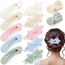 12 Pcs Flat Hair Clips for Women, 3 Styles Claw Lay Multicolor 