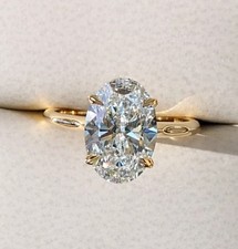Luxury Diamond Ring Oval Cut E F VVS2 IGI Lab Grown 3 Carat 14k Yellow Gold
