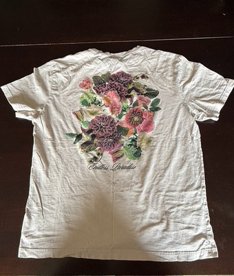H&M Divided Floral Graphic Tee Shirt L Cream Endless Paradise Vintage Style