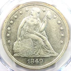1849 Seated Liberty Silver Dollar $1 - Certified PCGS XF Detail (EF) - Rare Date