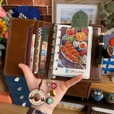 M5 Leather Ring Binder Notebook Portable Refi...