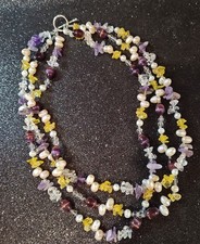 Multi Gemstone and Cultured Pearls 3 Strands ...