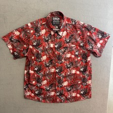 Dixxon Snap On Hawaiian Shirt 2XL Men's Short Sleeve Button Up Floral Red