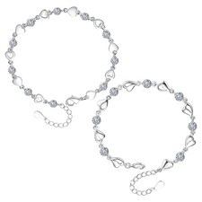 Women's Heart-shaped Tennis Bracelet Stainless Steel Cubic Zirconia Chain Link