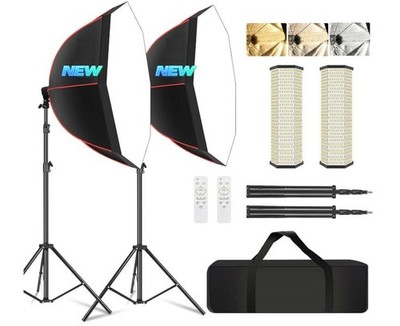 Kit Softbox Octagonal 37'' LED 110W Regulable para Foto y Video Estudio. Nuevo