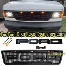 Grill Front Grille Raptor Style For Ford E150 E250 E350 2003-2007 W/Letter & Led